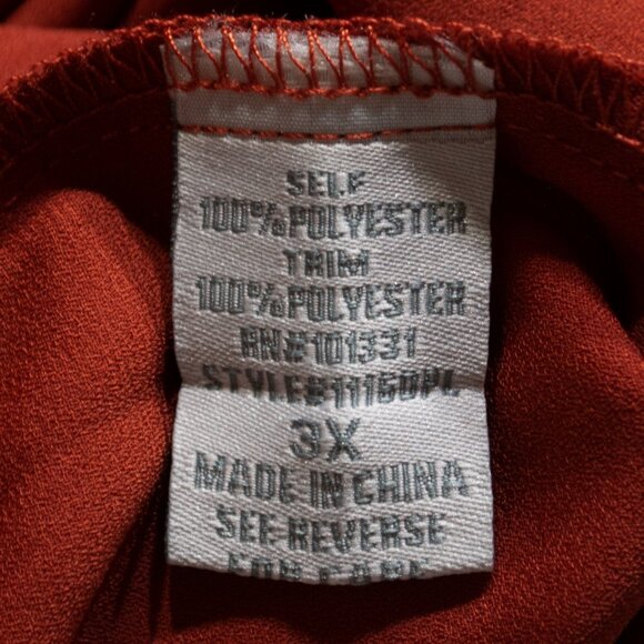 NEW Charlotte Russe Crochet Trim Top Women 3X Rust Orange Boho Blouse Plus 0211X - Picture 5 of 5